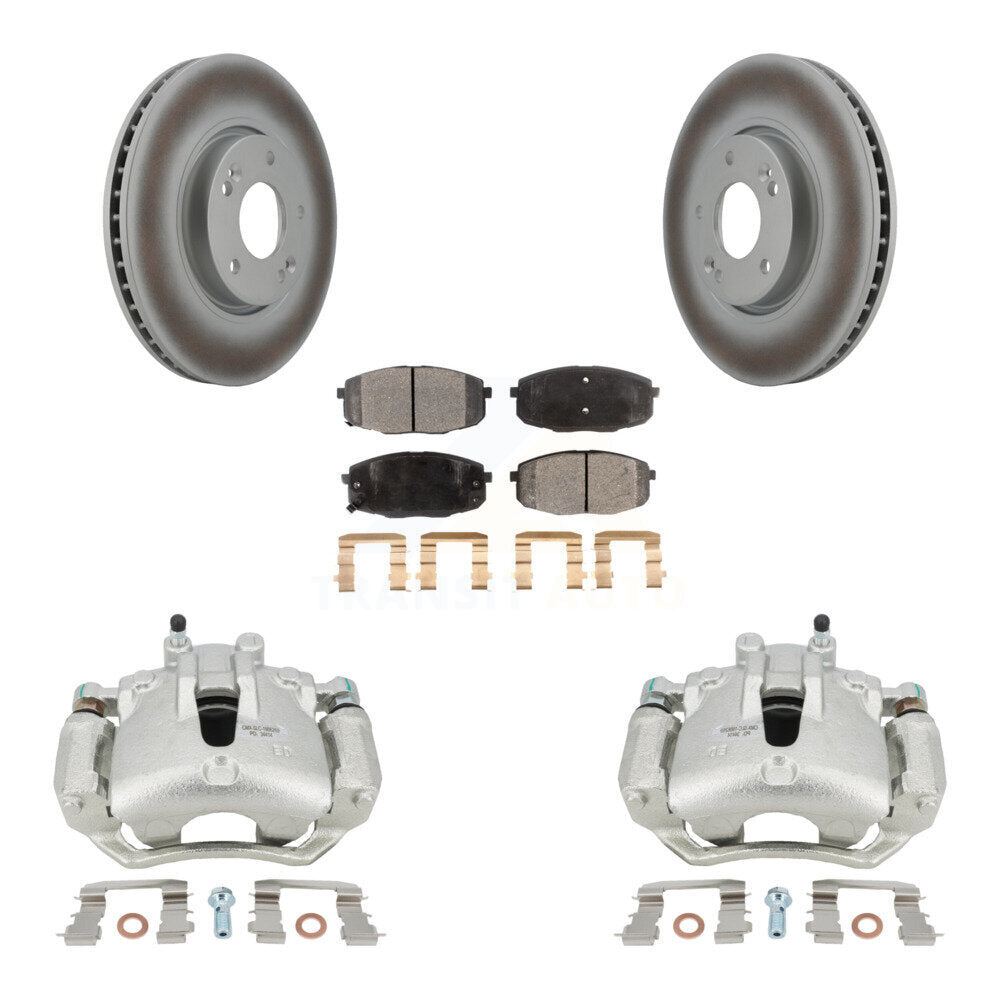 Front Disc Brake Caliper Coated Rotors And Ceramic Pads Kit For Kia Forte5 2.0L KCG-100549T