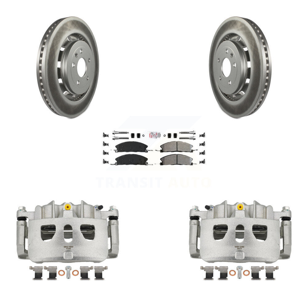 Front Brake Caliper Coat Rotor Semi-Metallic Pad Kit For Ford Explorer Flex Taurus Sedan KCG-100550N