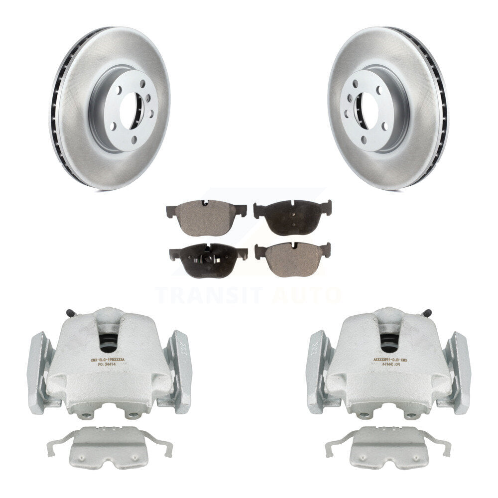 Front Disc Brake Caliper Coated Rotors And Semi-Metallic Pads Kit For BMW X5 X6 KCG-100550P