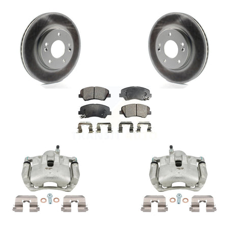 Front Brake Caliper Coat Rotor Ceramic Pad Kit For Hyundai Elantra GT Kia Forte Veloster KCG-100550T