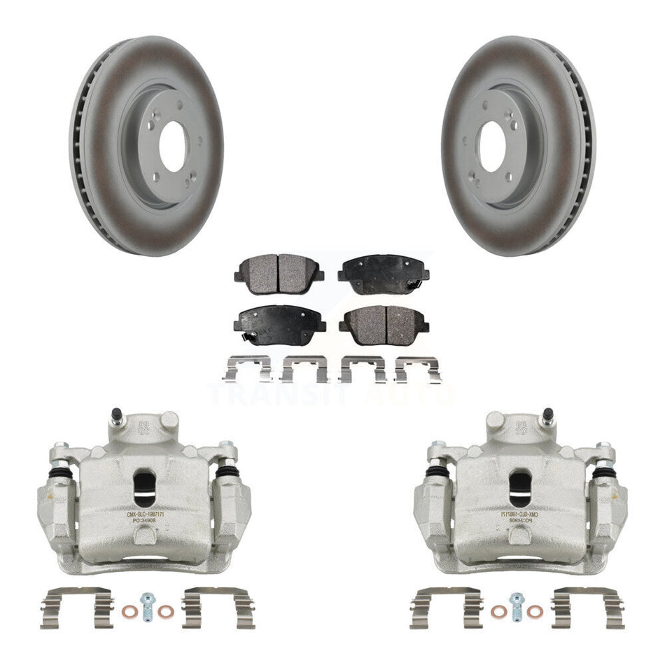Front Disc Brake Caliper Coated Rotors And Ceramic Pads Kit For 2014 Hyundai Sonata 2.0L KCG-100552T