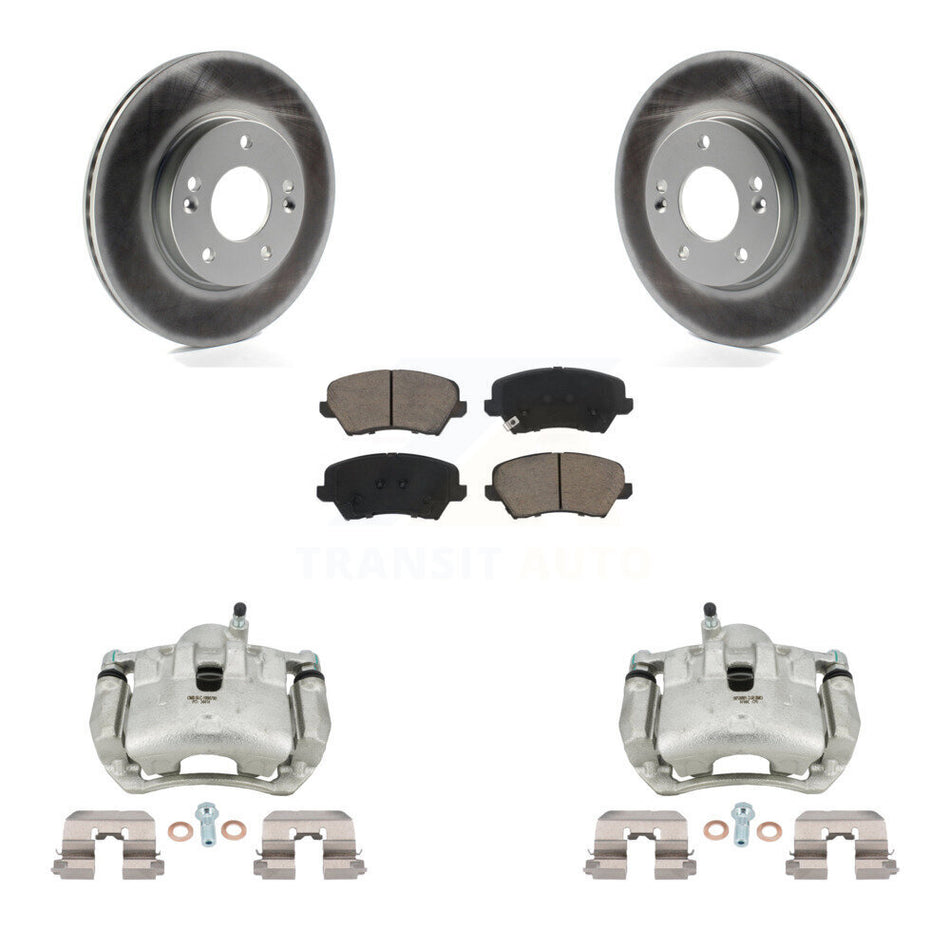 Front Brake Caliper Coat Rotor & Ceramic Pad Kit For Kia Forte Hyundai Elantra GT Forte5 KCG-100553C