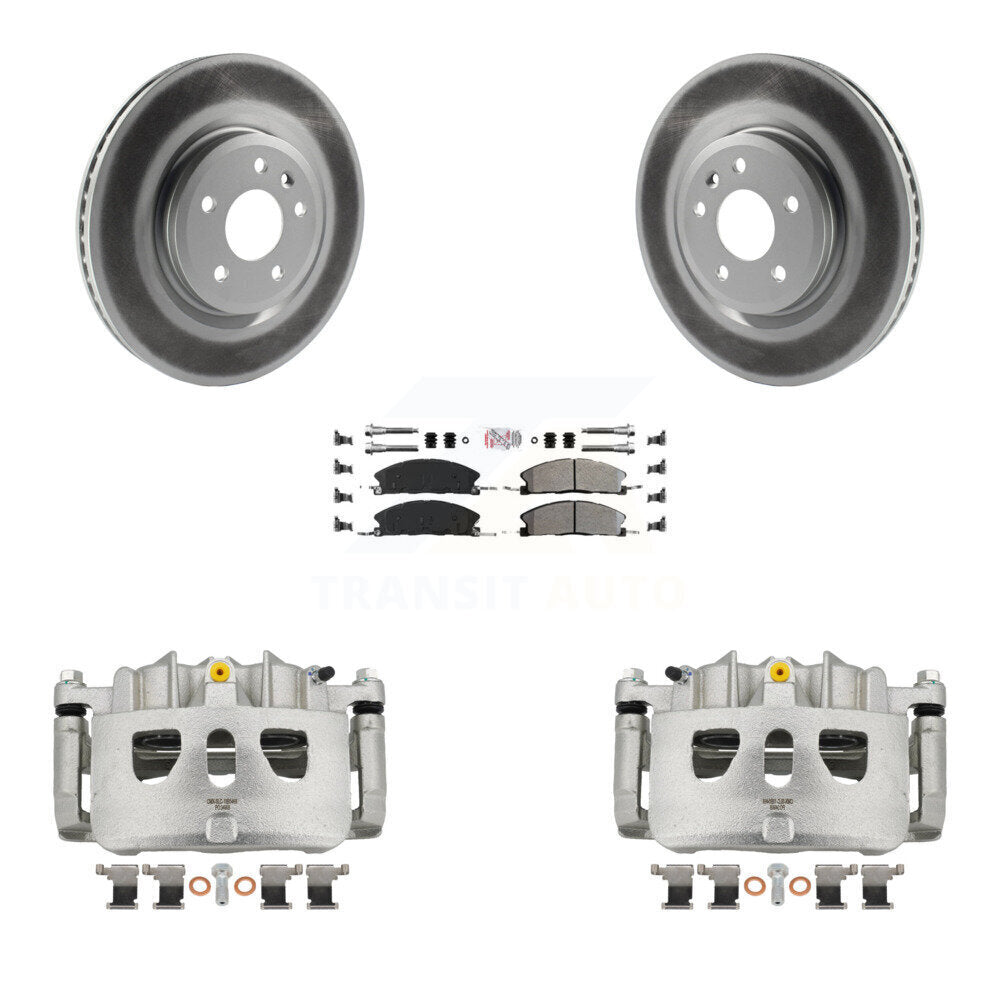 Front Disc Brake Caliper Coat Rotor & Semi-Metallic Pad Kit For 2013 Ford Explorer Sport KCG-100553N