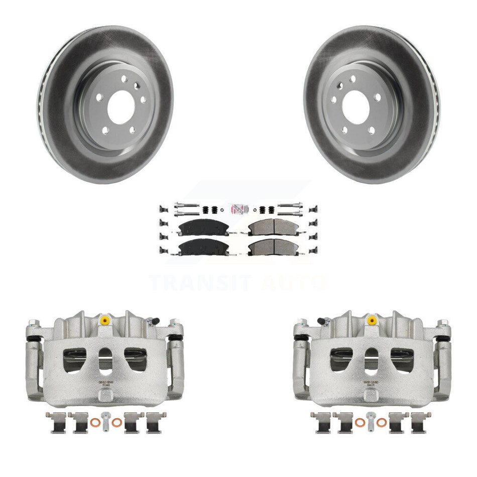 Front Disc Brake Caliper Coat Rotor & Semi-Metallic Pad Kit For 2013 Ford Explorer Sport KCG-100553N