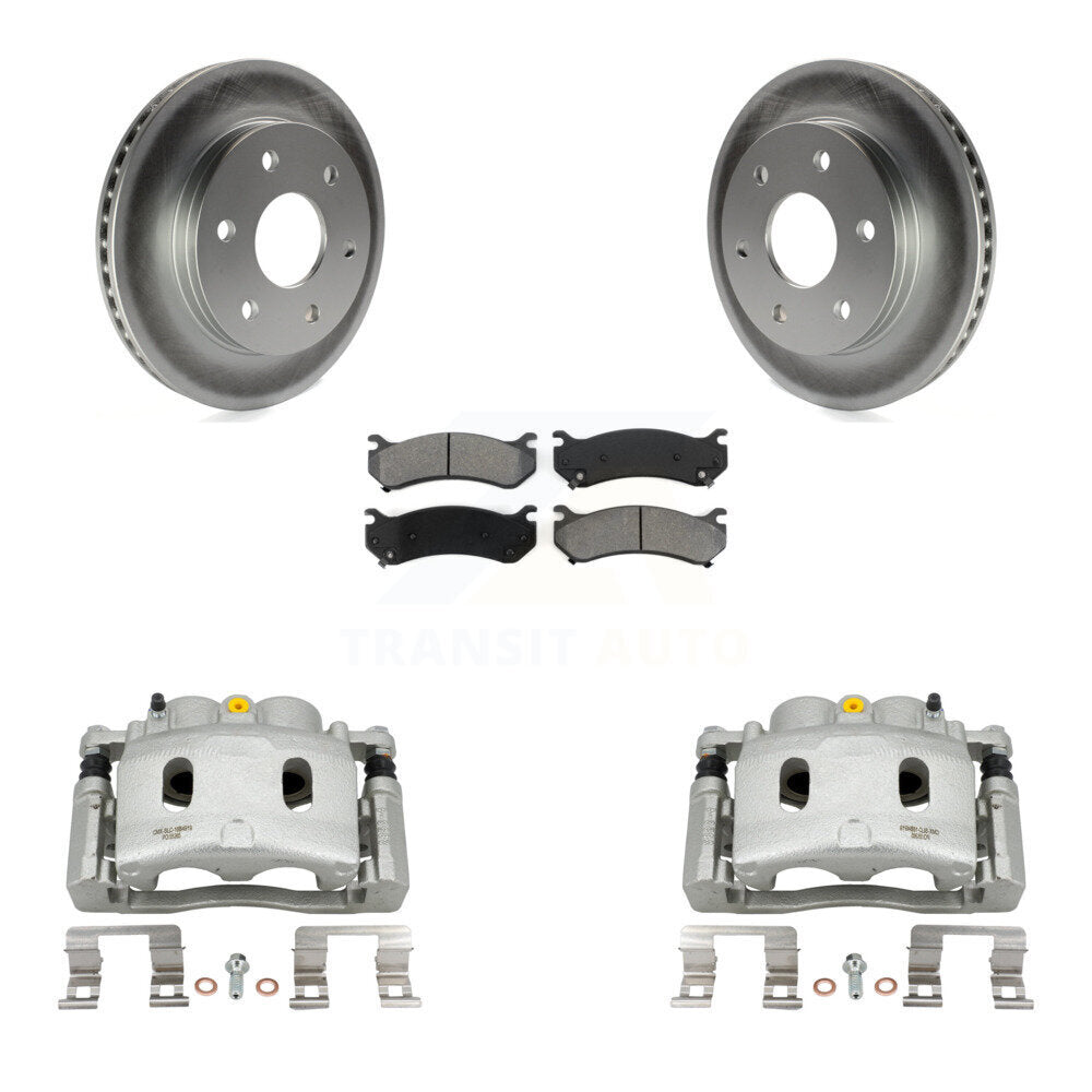 Front Disc Brake Caliper Coat Rotor & Semi-Metallic Pad Kit For Chevrolet Silverado 1500 KCG-100553S
