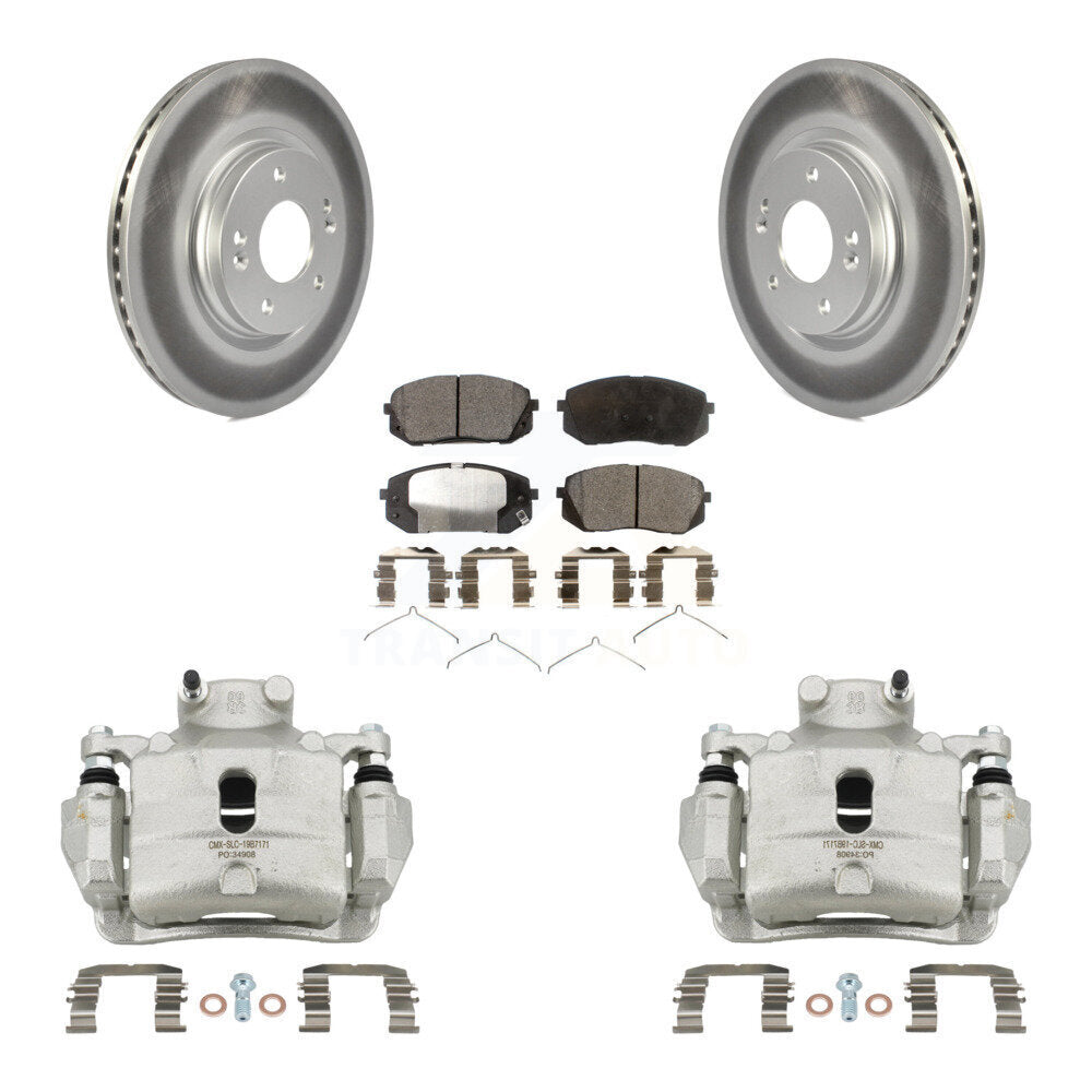 Front Disc Brake Caliper Coated Rotors And Ceramic Pads Kit For Hyundai Sonata KCG-100553T