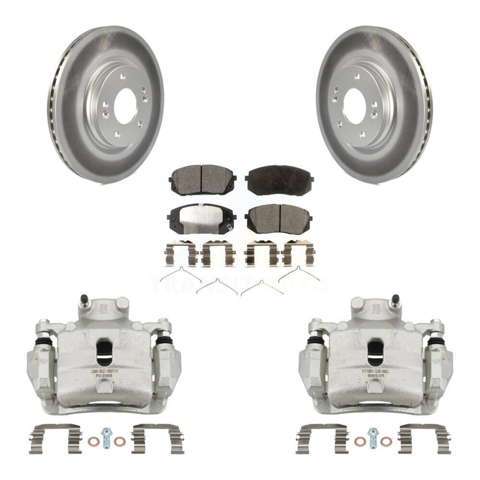 Front Disc Brake Caliper Coated Rotors And Ceramic Pads Kit For Hyundai Sonata KCG-100553T