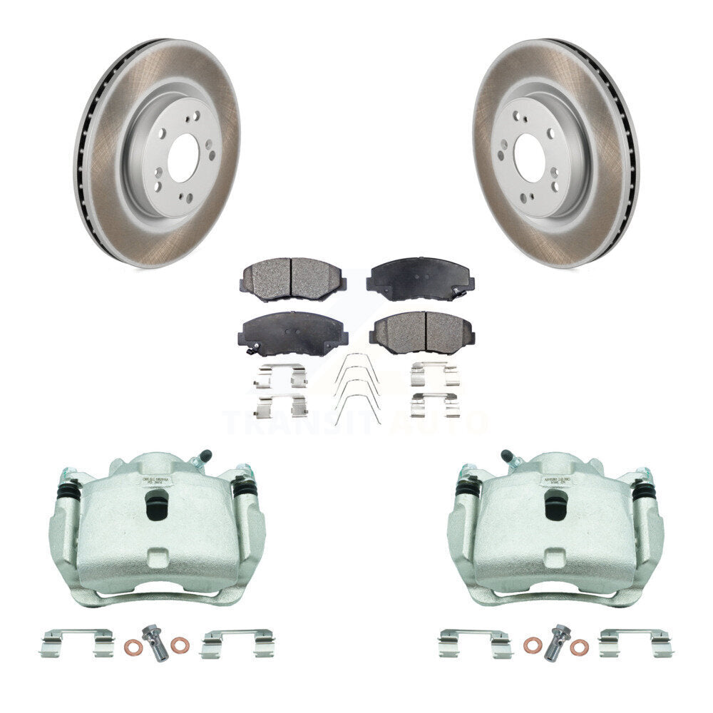 Front Disc Brake Caliper Coat Rotor & Semi-Metallic Pad Kit For 2012-2016 Honda CR-V FWD KCG-100555P
