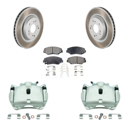 Front Disc Brake Caliper Coat Rotor & Semi-Metallic Pad Kit For 2012-2016 Honda CR-V FWD KCG-100555P