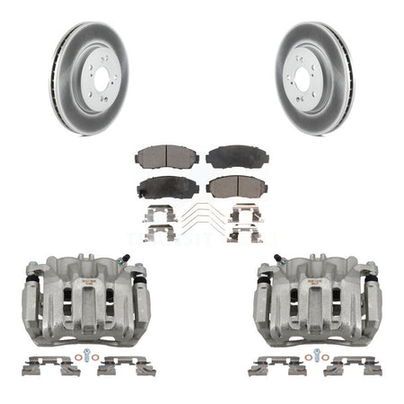 Front Brake Caliper Coat Rotor And Semi-Metallic Pad Kit For Honda CR-V Crosstour Accord KCG-100556P