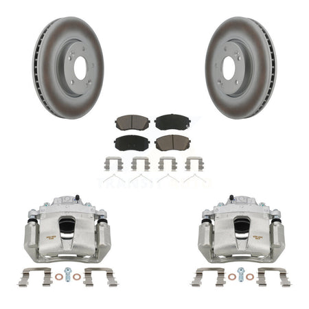 Front Disc Brake Caliper Coated Rotors And Ceramic Pads Kit For Hyundai Sonata KCG-100557C