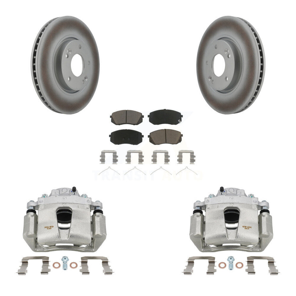 Front Disc Brake Caliper Coated Rotors And Ceramic Pads Kit For Hyundai Sonata KCG-100557C