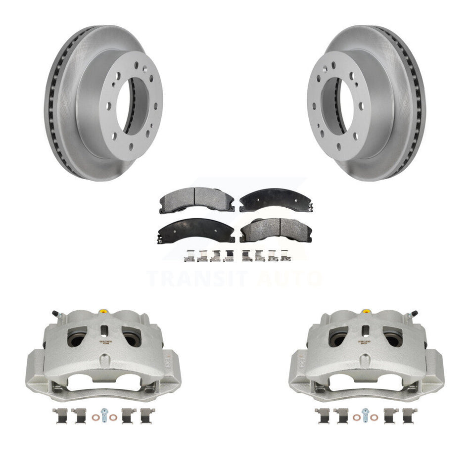 Front Brake Caliper Coat Rotors & Semi-Metallic Pad Kit For GMC Chevrolet Sierra 2500 HD KCG-100557P