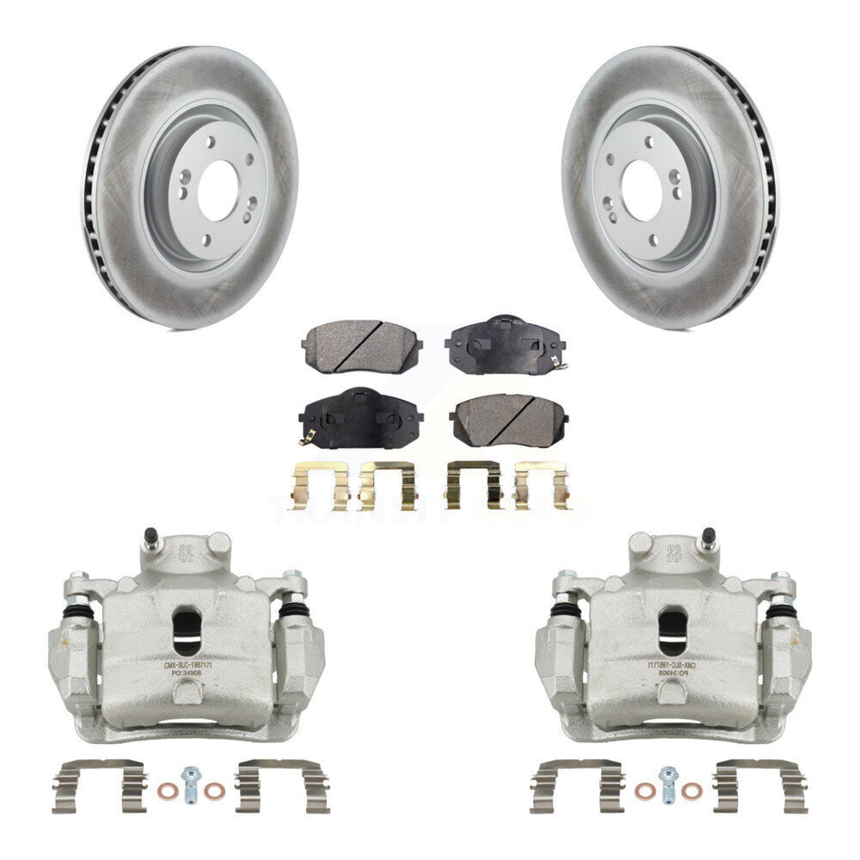 Front Disc Brake Caliper Coated Rotors And Ceramic Pads Kit For Hyundai Sonata KCG-100557T