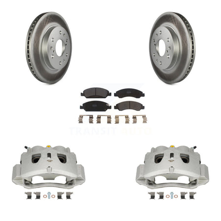 Front Disc Brake Caliper Coat Rotor Semi-Metallic Pad Kit For 2016 Chevrolet Suburban HD KCG-100558P