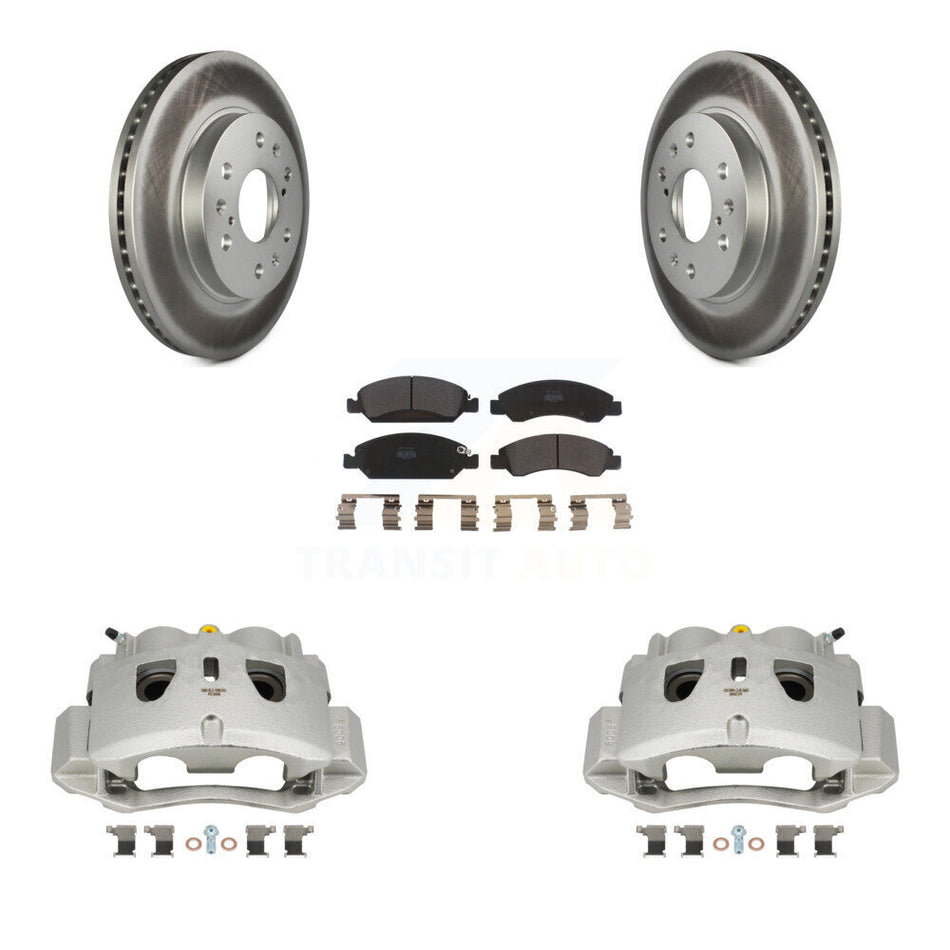 Front Disc Brake Caliper Coat Rotor Semi-Metallic Pad Kit For 2016 Chevrolet Suburban HD KCG-100558P