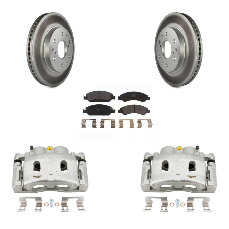 Front Brake Caliper Coat Rotor Semi-Metallic Pad Kit For GMC Sierra 1500 Chevrolet Tahoe KCG-100559P