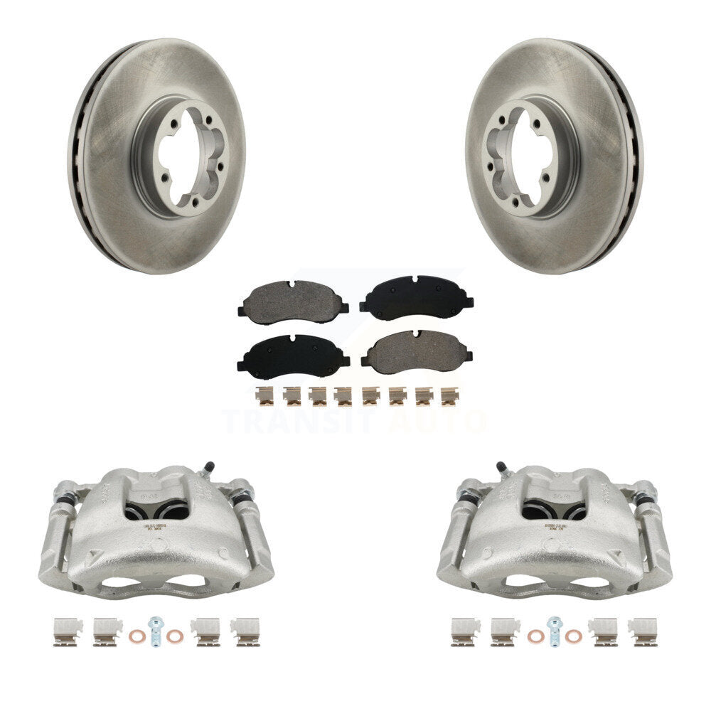 Front Disc Brake Caliper Coated Rotors And Semi-Metallic Pad Kit For Ford Transit-350 HD KCG-100559S