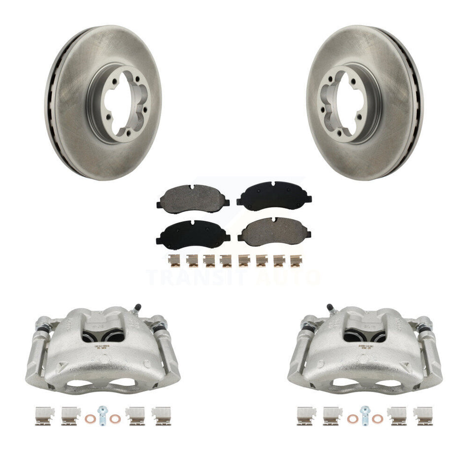 Front Disc Brake Caliper Coated Rotors And Semi-Metallic Pad Kit For Ford Transit-350 HD KCG-100559S