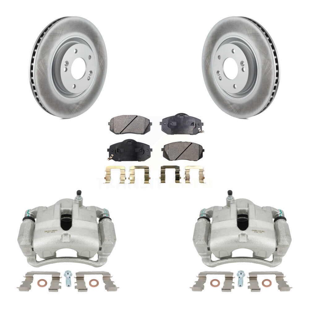 Front Disc Brake Caliper Coated Rotors And Ceramic Pads Kit For Hyundai Tucson KCG-100559T