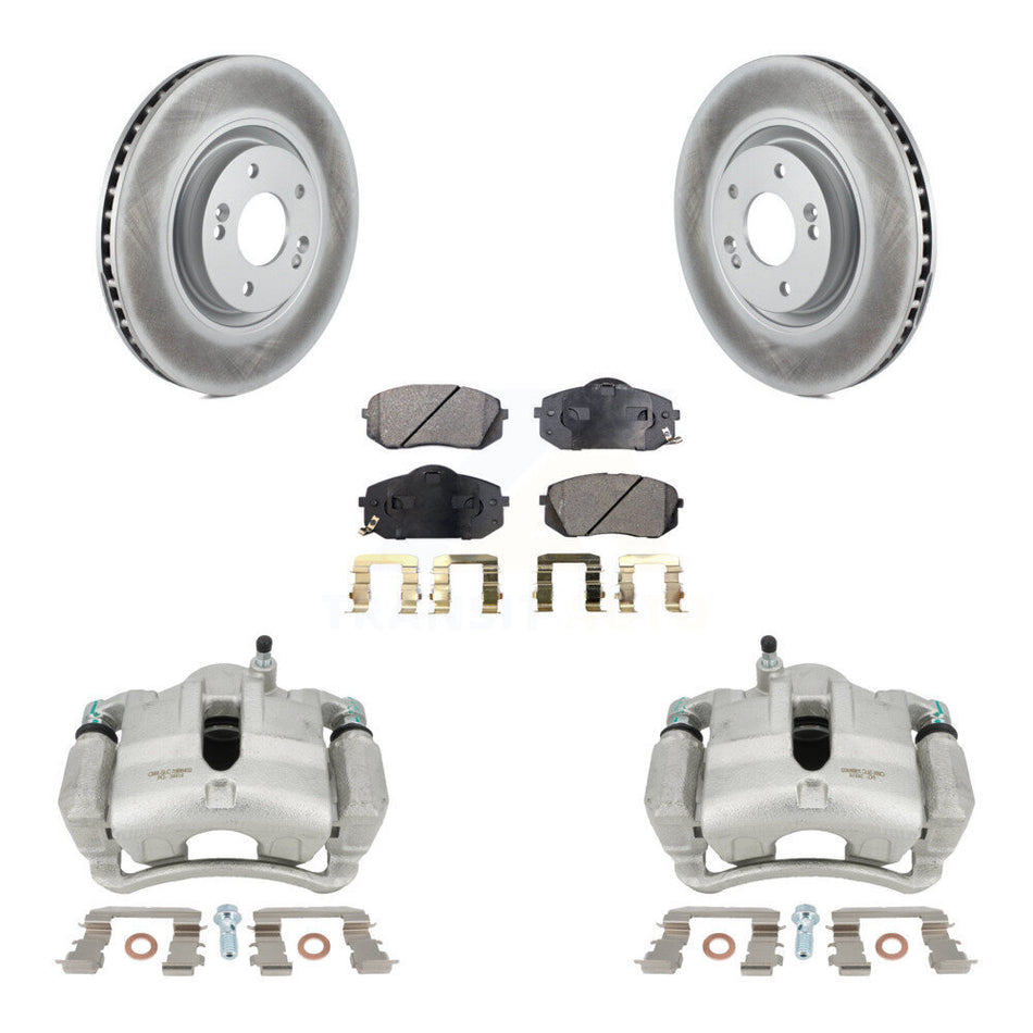 Front Disc Brake Caliper Coated Rotors And Ceramic Pads Kit For Hyundai Tucson KCG-100559T