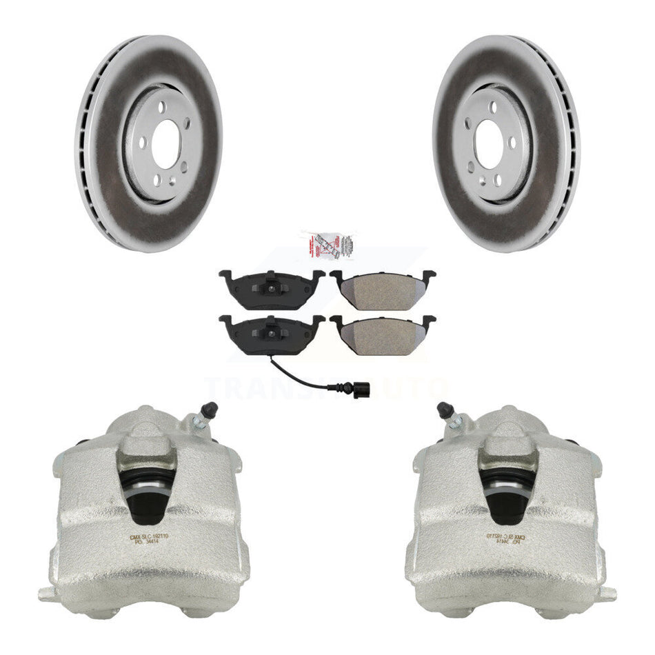 Front Disc Brake Caliper Coated Rotors And Semi-Metallic Pads Kit For 2000-2001 Volkswagen Golf 2.0L With 288mm Diameter Rotor KCG-100560N