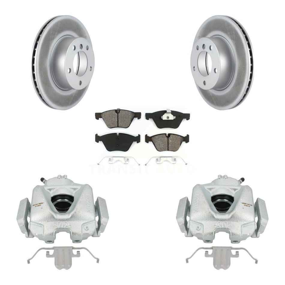 Front Disc Brake Caliper Coated Rotors And Semi-Metallic Pads Kit For BMW 323i KCG-100561S
