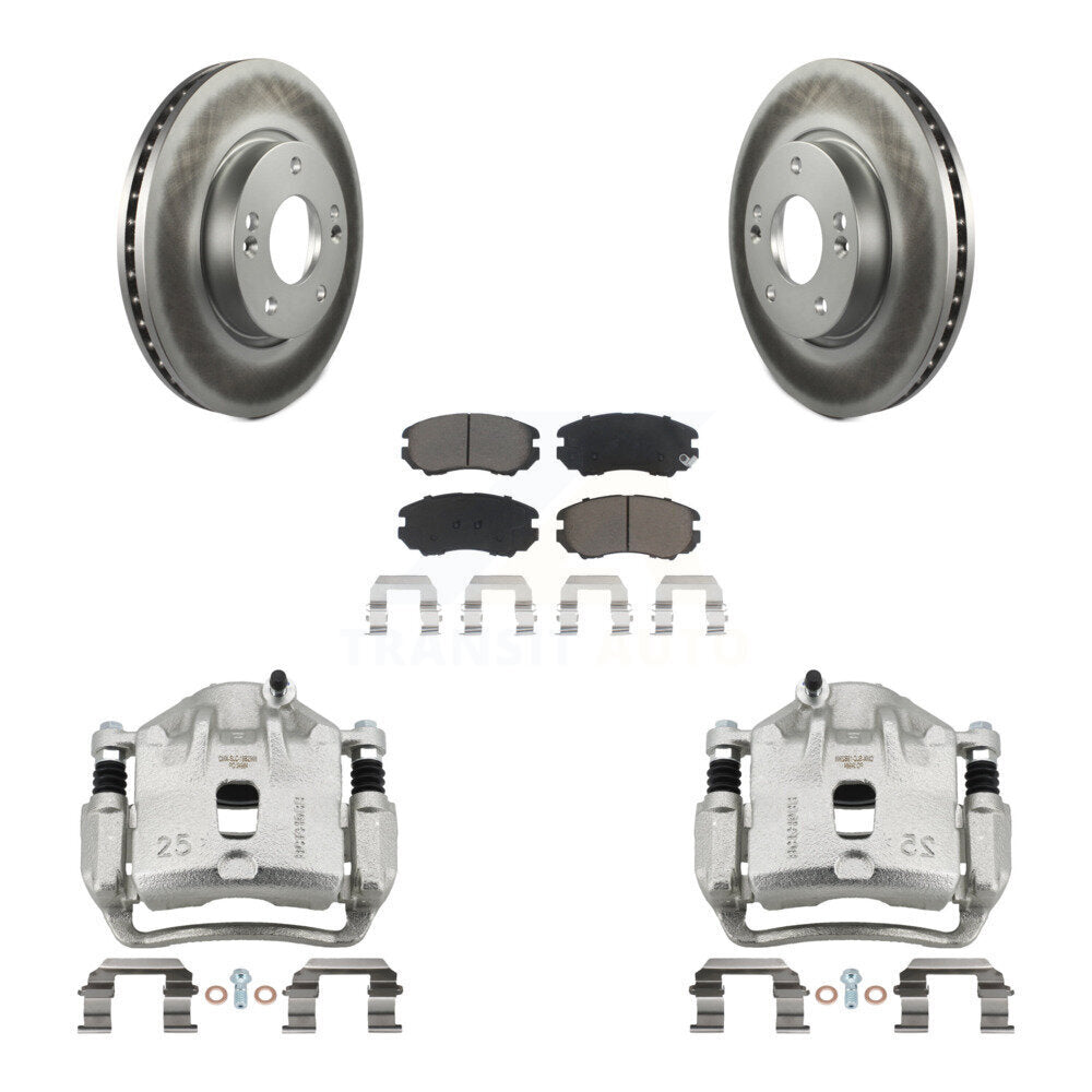 Front Disc Brake Caliper Coated Rotors And Ceramic Pads Kit For 2012-2013 Kia Soul KCG-100563C