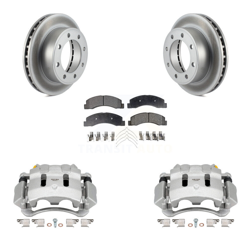 Front Brake Caliper Coat Rotor And Semi-Metallic Pad Kit For Ford F-350 Super Duty F-250 KCG-100563P