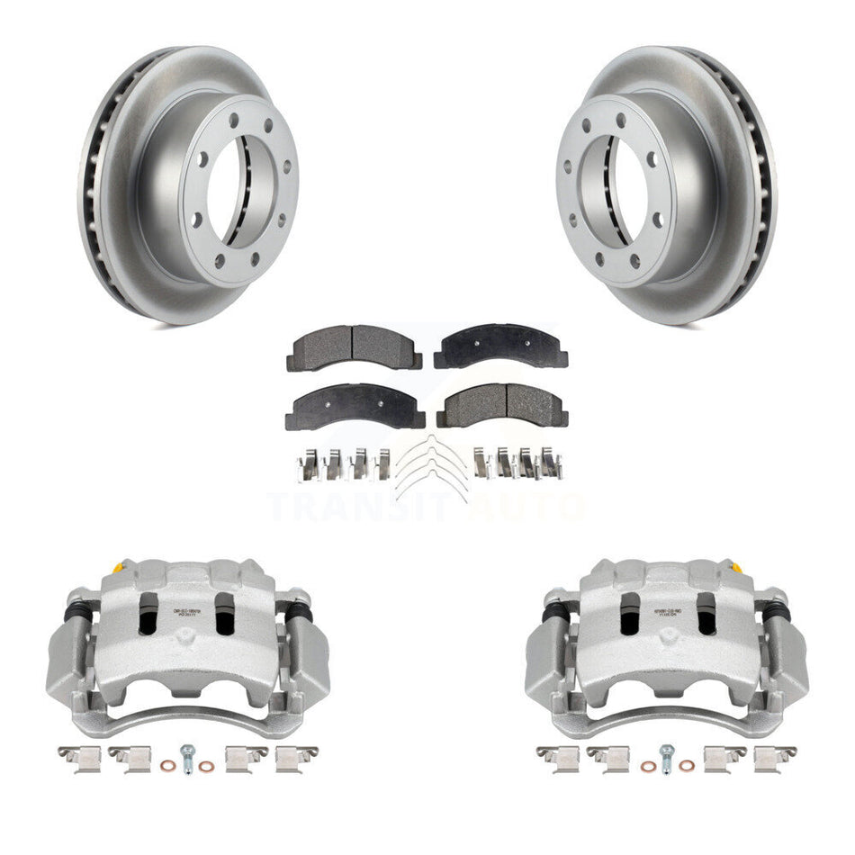 Front Brake Caliper Coat Rotor And Semi-Metallic Pad Kit For Ford F-350 Super Duty F-250 KCG-100563P