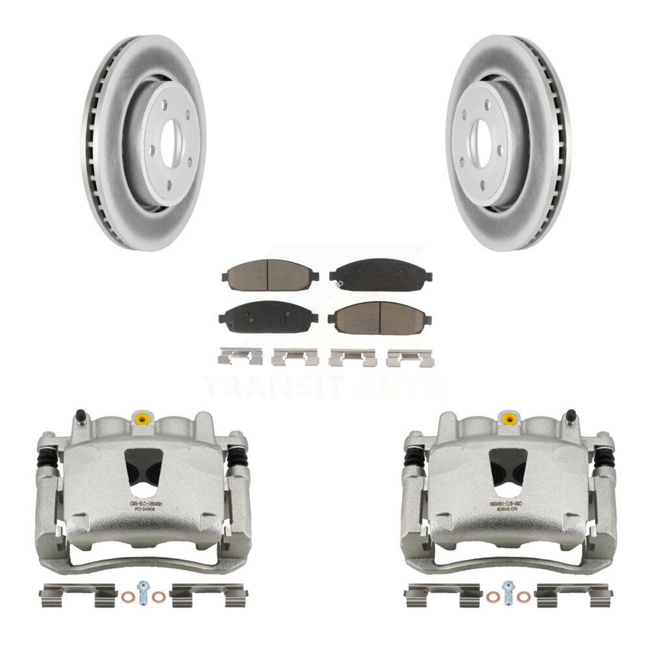 Front Disc Brake Caliper Coat Rotors & Ceramic Pad Kit For Jeep Grand Cherokee Commander KCG-100565C