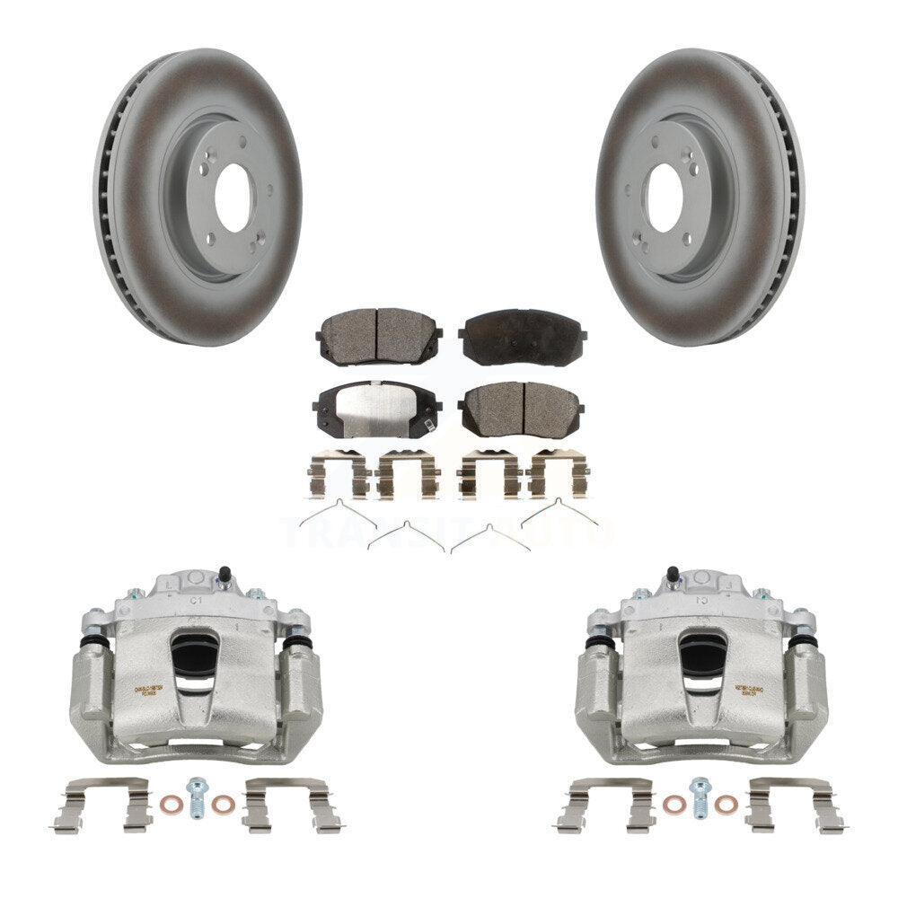 Front Disc Brake Caliper Coated Rotors And Ceramic Pads Kit For Hyundai Sonata KCG-100566T