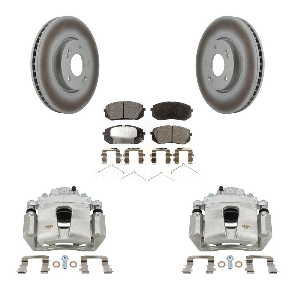 Front Disc Brake Caliper Coated Rotors And Ceramic Pads Kit For Hyundai Sonata KCG-100566T