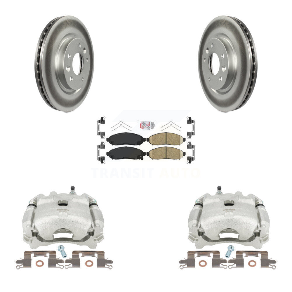 Front Disc Brake Caliper Coated Rotors And Ceramic Pads Kit For 2015 Nissan LEAF Vehicles Manufactured In Japan KCG-100568N by Transit Auto