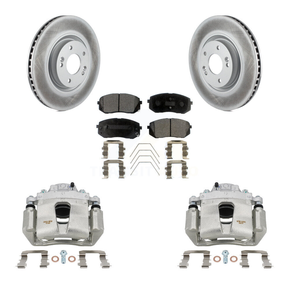 Front Disc Brake Caliper Coated Rotors And Ceramic Pad Kit For Hyundai Sonata Kia Optima KCG-100568T