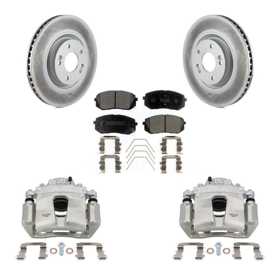 Front Disc Brake Caliper Coated Rotors And Ceramic Pad Kit For Hyundai Sonata Kia Optima KCG-100568T