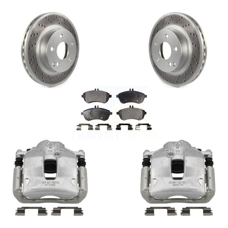 Front Disc Brake Caliper Coated Rotors And Semi-Metallic Pads Kit For Mercedes-Benz C250 KCG-100569P