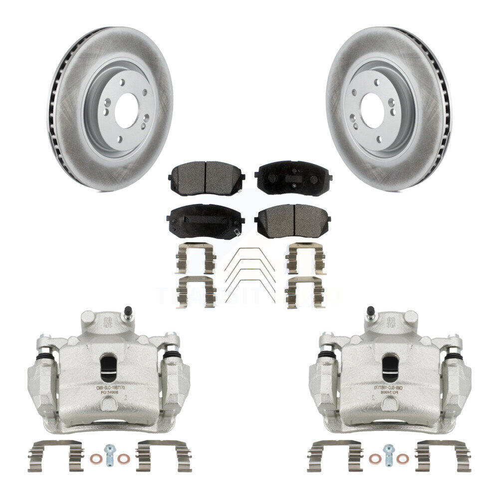 Front Disc Brake Caliper Coated Rotors And Ceramic Pad Kit For Hyundai Sonata Kia Optima KCG-100569T