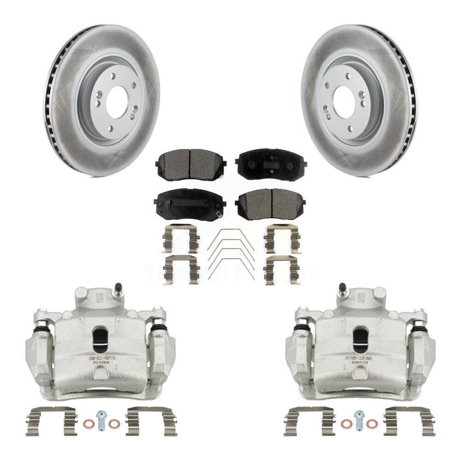 Front Disc Brake Caliper Coated Rotors And Ceramic Pad Kit For Hyundai Sonata Kia Optima KCG-100569T
