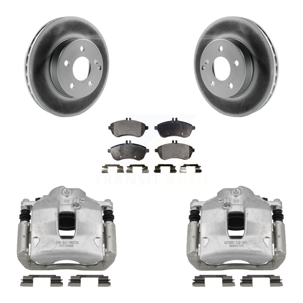 Front Disc Brake Caliper Coated Rotors And Semi-Metallic Pads Kit For Mercedes-Benz C250 KCG-100570P