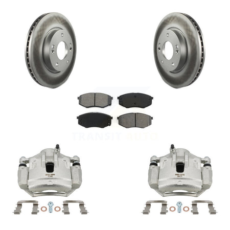 Front Brake Caliper Coat Rotor Semi-Metallic Pad Kit For Hyundai Tucson Kia Sportage FWD KCG-100570S