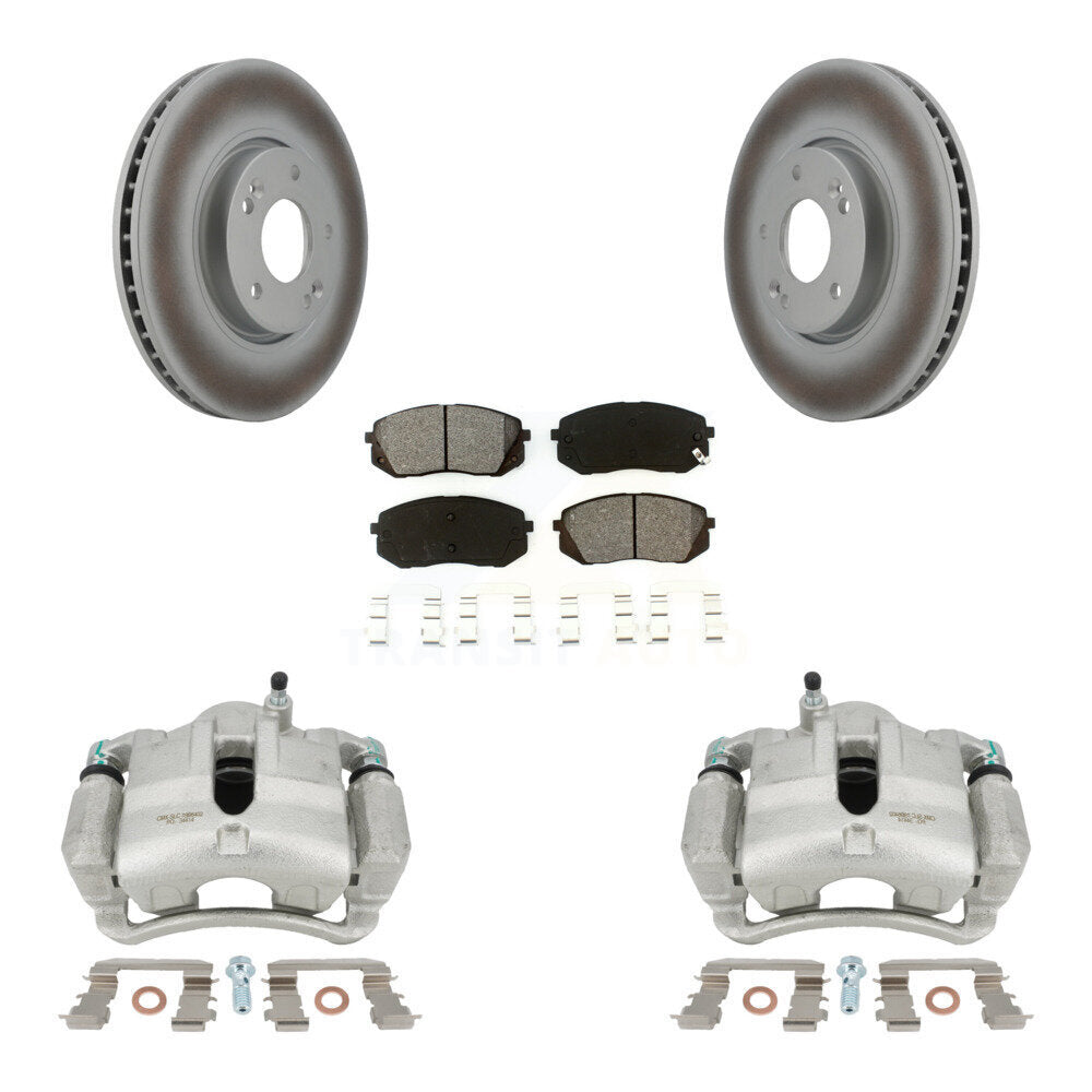 Front Brake Caliper Coat Rotor And Semi-Metallic Pad Kit For Hyundai Tucson Kia Sportage KCG-100571S