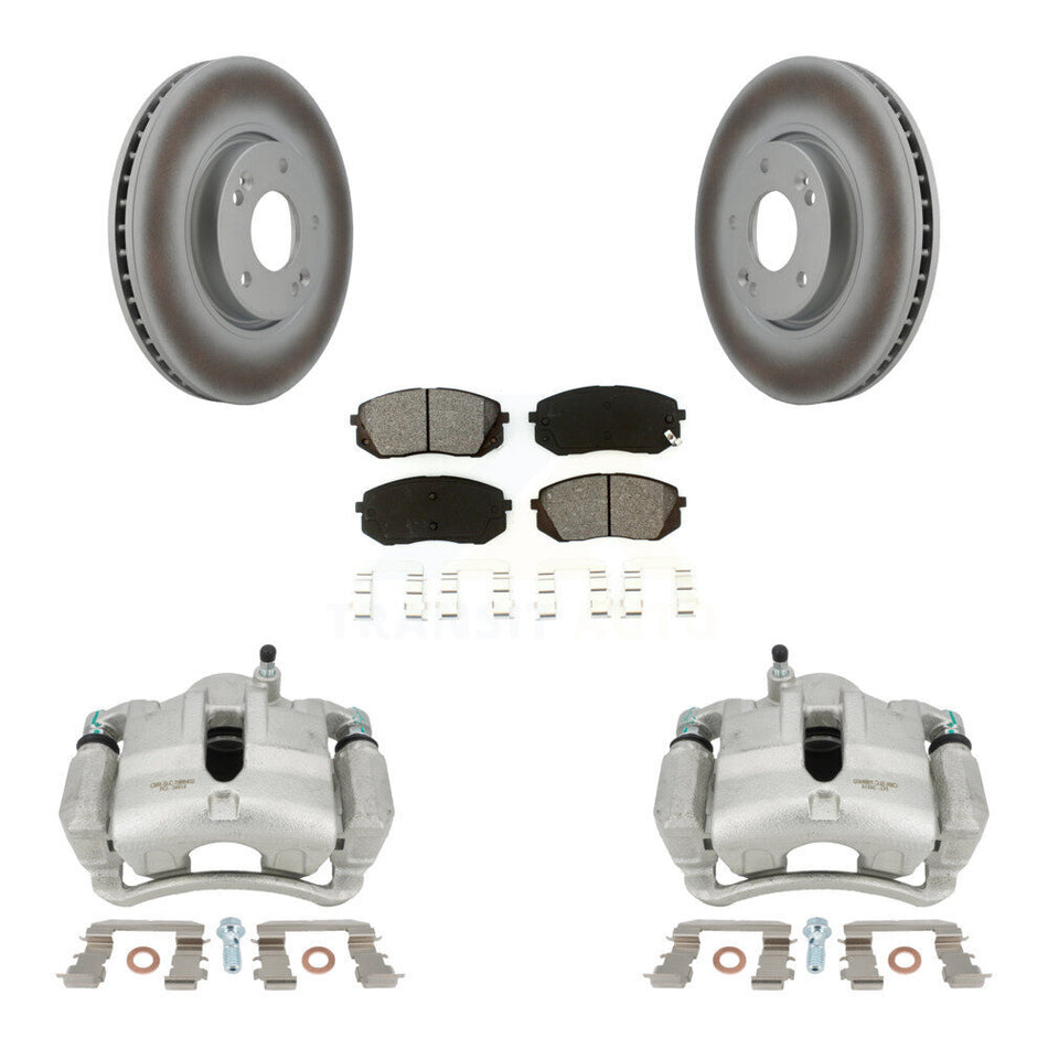 Front Brake Caliper Coat Rotor And Semi-Metallic Pad Kit For Hyundai Tucson Kia Sportage KCG-100571S