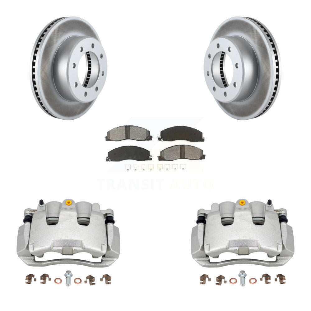 Front Brake Caliper Coat Rotor Semi-Metallic Pad Kit For 2012 Ram 1500 With 8 Lug Wheels KCG-100572S