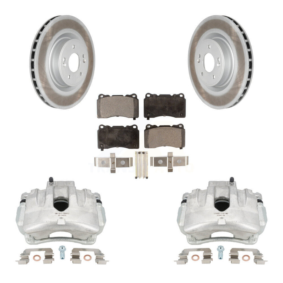 Front Disc Brake Caliper Coat Rotors And Semi-Metallic Pad Kit For Hyundai Genesis Coupe KCG-100576P