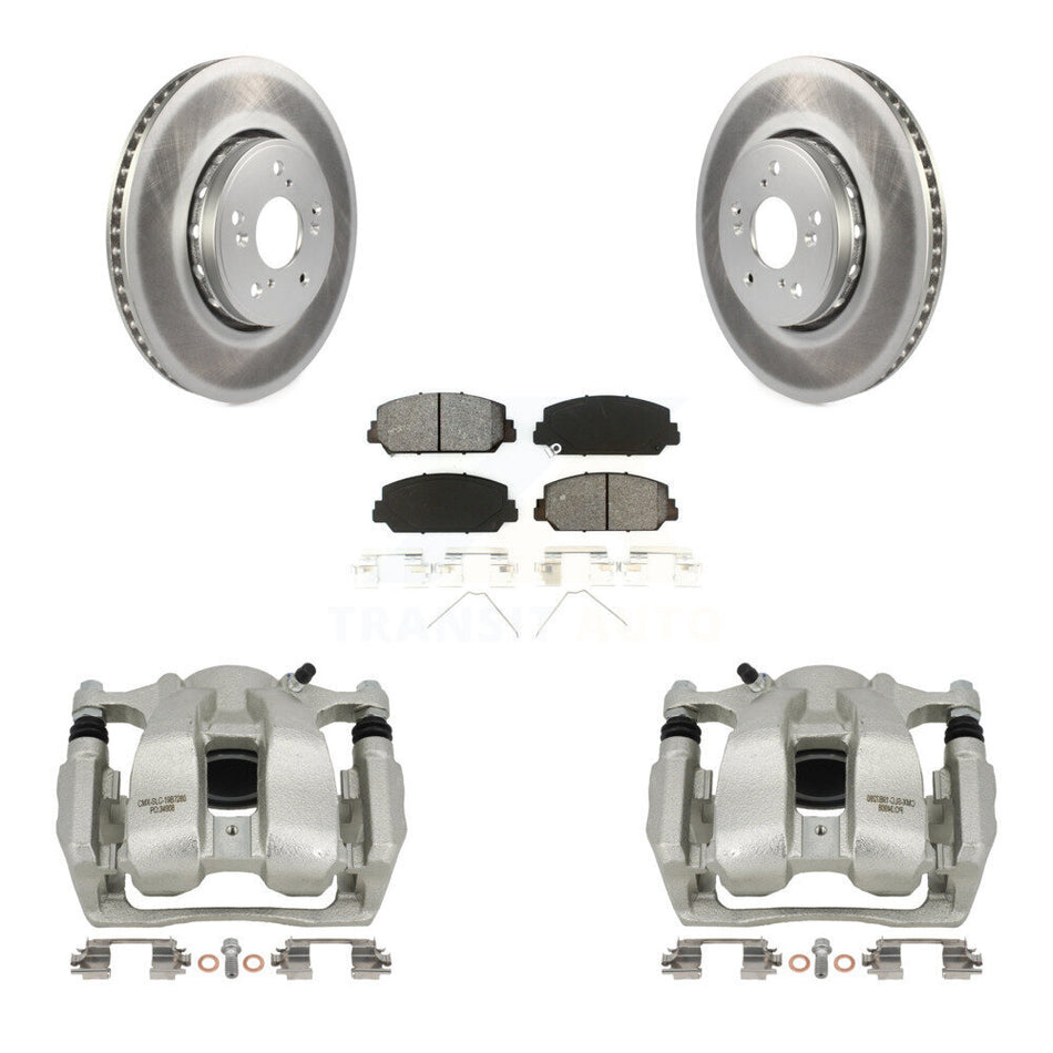 Front Disc Brake Caliper Coated Rotors And Semi-Metallic Pad Kit For 2016-2018 Acura RDX KCG-100576S