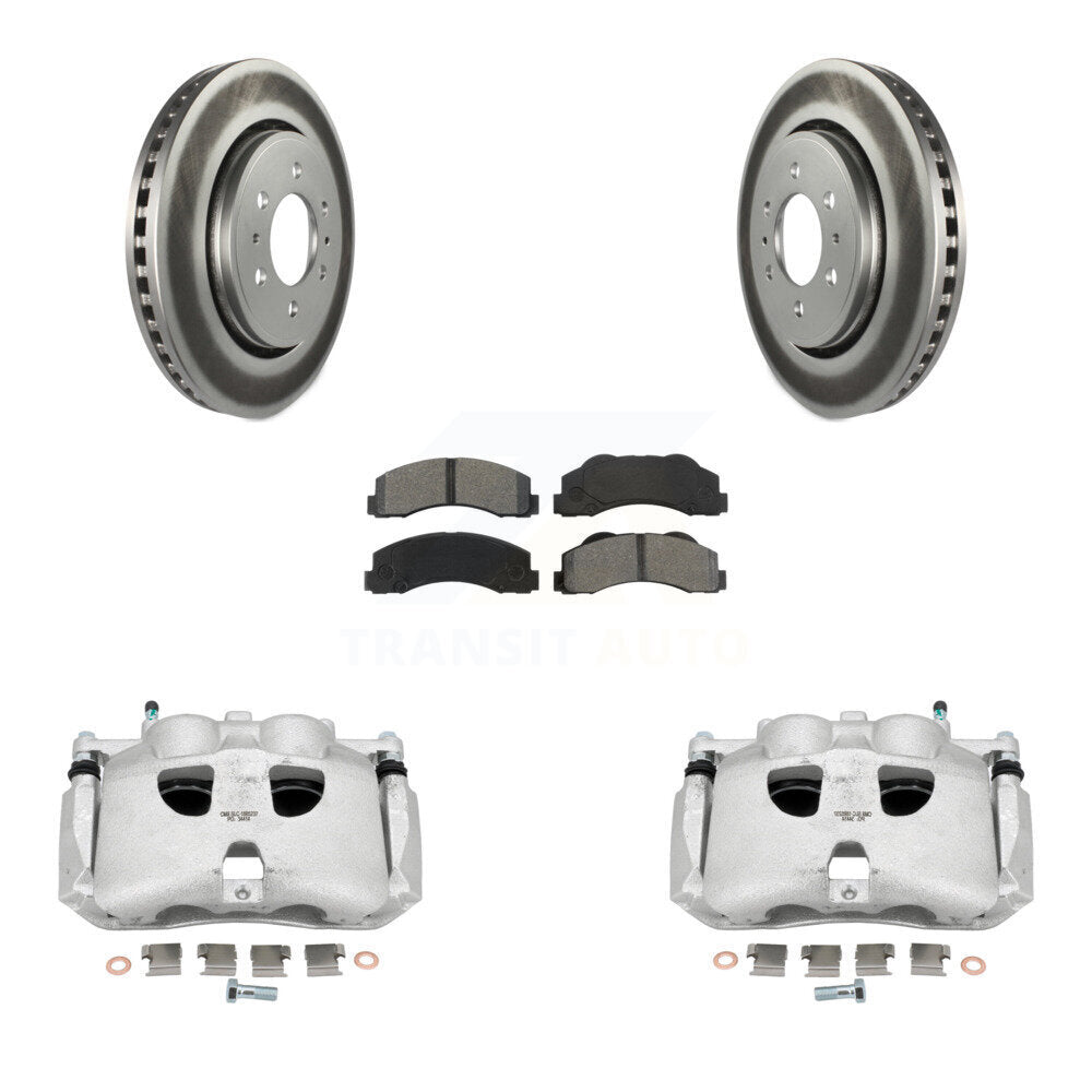 Front Brake Caliper Coat Rotor & Semi-Metallic Pad Kit For Ford F-150 Expedition Lincoln KCG-100578S
