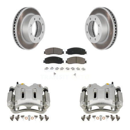 Front Disc Brake Caliper Coat Rotors Ceramic Pad Kit For Ford F-250 Super Duty F-350 4WD KCG-100579C