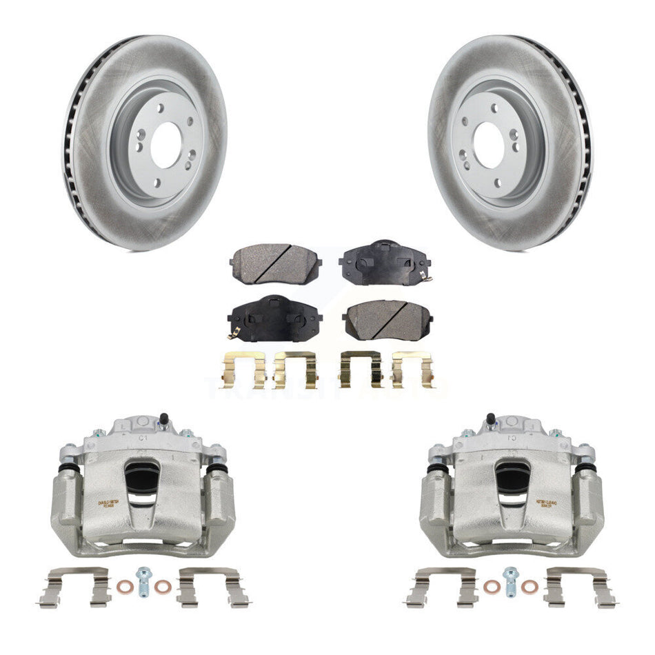 Front Disc Brake Caliper Coated Rotors And Semi-Metallic Pads Kit For Hyundai Sonata KCG-100579P