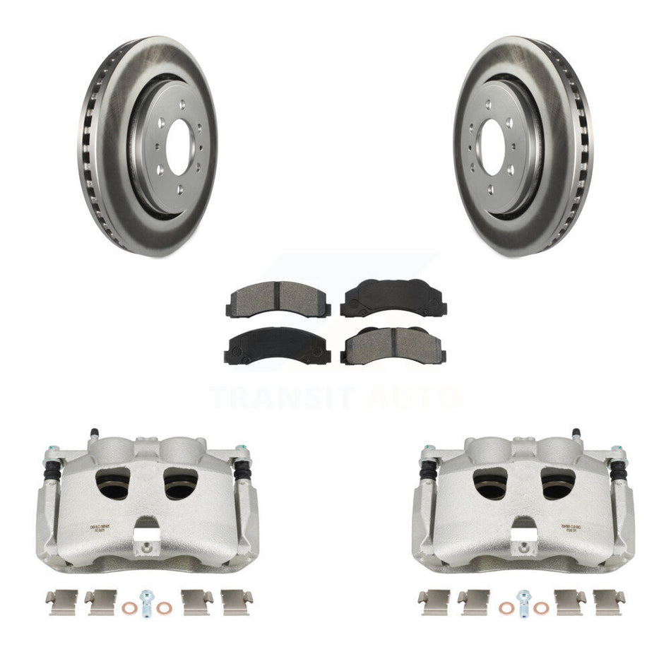 Front Disc Brake Caliper Coated Rotors And Semi-Metallic Pads Kit For Ford F-150 KCG-100579S
